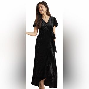 Altar'd State black Velvet Wrap Dress